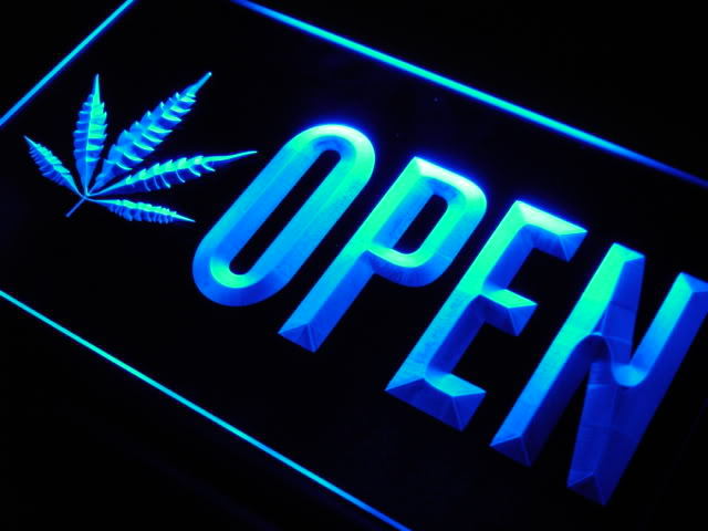 OPEN Marijuana Hemp Leaf High Life Light Sign